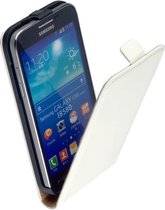 LELYCASE Flip Case Lederen Hoesje Samsung Galaxy Core Advance i8580 Wit