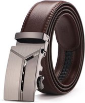 Leren Riem met Zilveren Gesp - Bruin - 110 cm