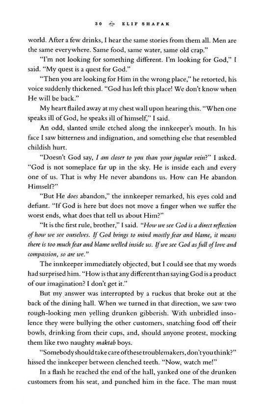 Pagina 30 van 'The Forty Rules of Love' met tekst.