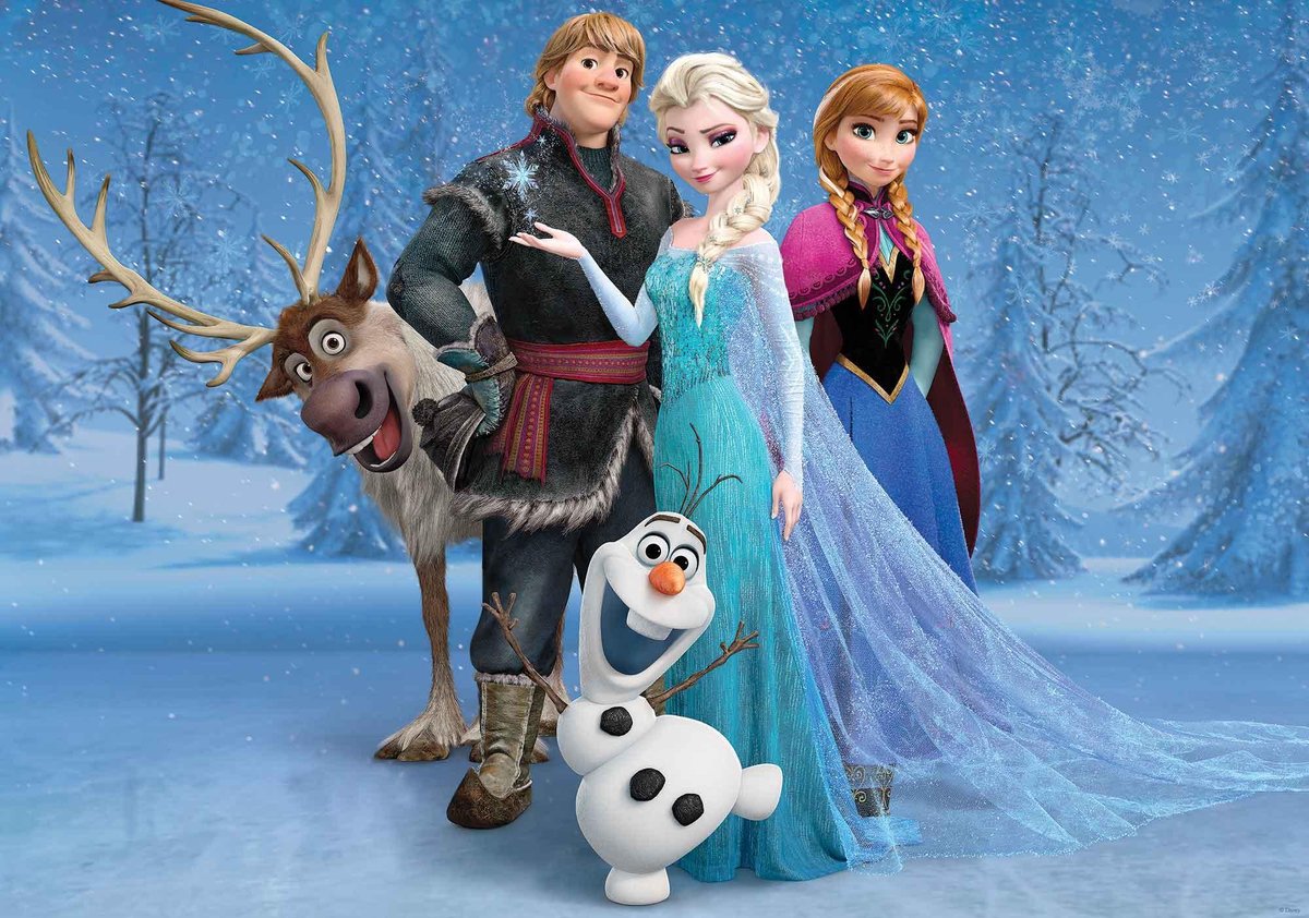 Productie kortademigheid Milieuvriendelijk Fotobehang Disney Frozen Elsa Anna Olaf Sven | XXL - 368cm x 254cm |  115g/m2 Papier | bol.com