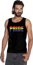 Pride regenboog tekst singlet shirt/ tanktop zwart heren M