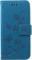 Bloemen Book Case - Samsung Galaxy A40 Hoesje - Blauw