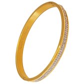 Tesoro Mio Michel - Stalen bangle - armband met strass - goudkleurig