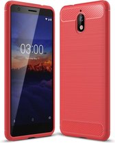 Armor Brushed TPU Back Cover - Nokia 3.1 Hoesje - Rood