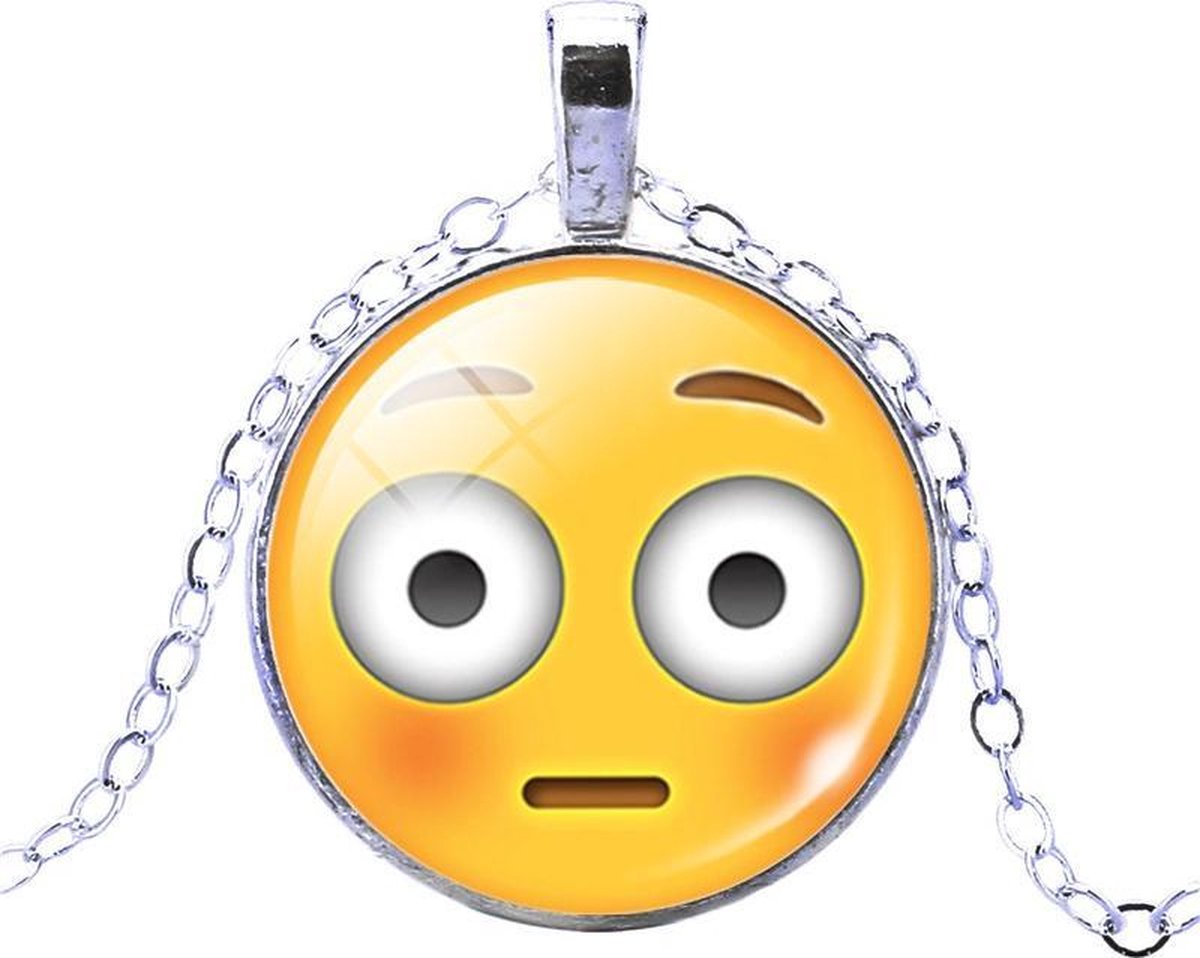 Fako Bijoux® - Ketting - Cabochon - Emoji - Verbaasd