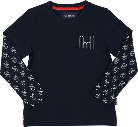 Foto: Vinrose longsleeve dalton t shirt lange mouwen donkerblauw jongens maat 98 104