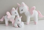 Metoo Melootka Unicorn Knuffel - Wit/Roze - maat M - kraamcadeau - babyknuffel - peuterknuffel - peuter speelgoed - kraamkado - zachte knuffel - kinderknuffel - kinder unicorn - ee