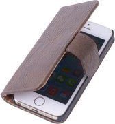 BestCases.nl Donker Bruin Hout Apple iPhone 4 4s TV Stand Cover Book/Wallet Case