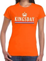 Oranje Kingsday met Hollandse vlag t- shirt - Shirt voor dames - Koningsdag kleding S