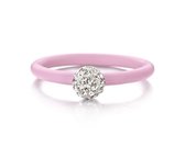 Colori 4 RNG00070 Siliconen Ring met Steen - Kristal Bal 6 mm - One-Size - Licht Roze