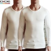 DICE 2-pack Longsleeve V-hals shirts wit maat L