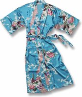 TA-HWA - Dames Kimono - Turquoise - met Pauwmotief - Maat S