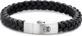 Rebel & Rose Absolutely Leather Braided Square 925 Black RR-L0081-S-23 cm