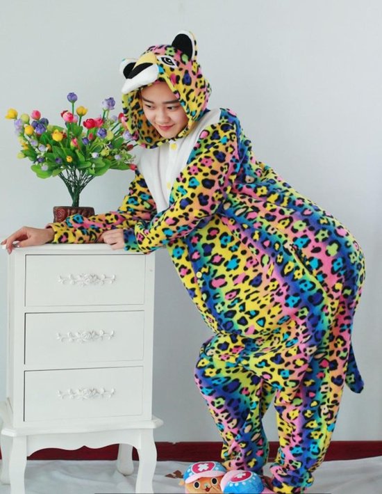 Cheetah onesie regenboog - maat S-M - luipaard pak panter kostuum jumpsuit  pyjama | bol.com