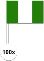 100x Nigeriaanse zwaaivlaggetjes 12 x 24 cm