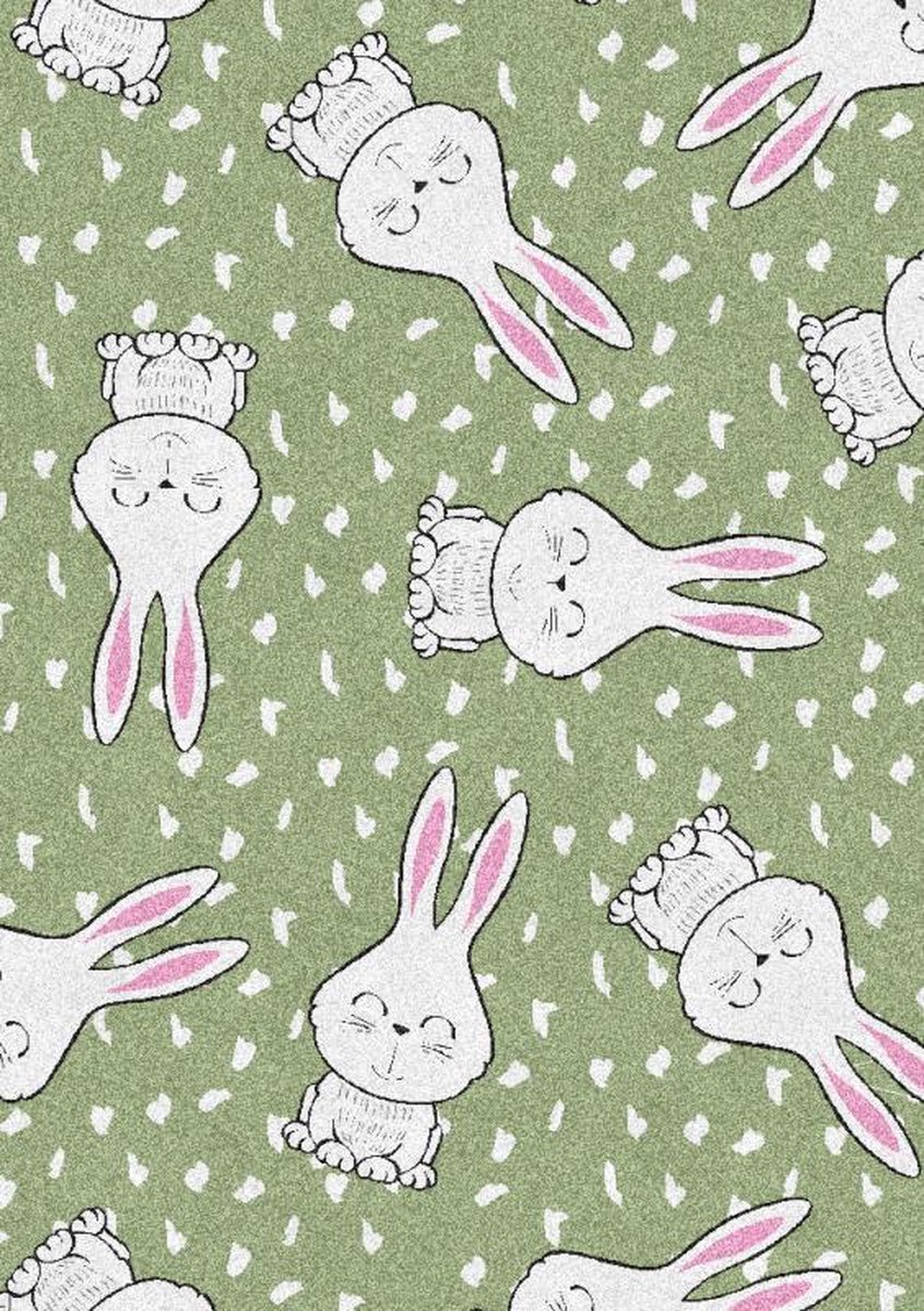 Kinder Vloerkleed Tapijt Mat kinderkamer Konijn - Wasbaar - Antislip - 60 x 85 cm