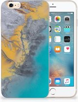 Backcase Geschikt voor iPhone 6S Design Marble Blue Gold