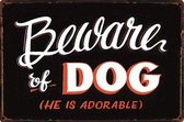Metalen Decoratie Wandbord - Beware Dog - Pas Op voor De Hond