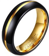 Schitterende Wolfraamcarbide Kleurcombinatie Gold & Black Ring | Ronde Ring 20.75 mm. (maat 65)