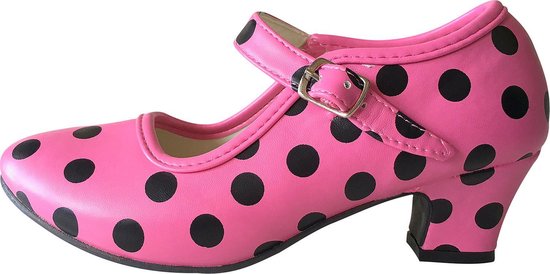 Spaanse Prinsessen schoenen fel roze zwart maat 30 - valt als maat 28  (binnenmaat 19 | bol.com