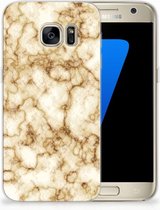 TPU Siliconen Hoesje Geschikt voor Samsung S7 Marmer Goud