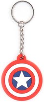 Marvel Comics Captain America Schild Logo Rubberen Sleutelhanger Rood/Wit/Blauw, Maat: One size