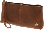 Grote etui of clutch van ecoleer - Fiësta middenbruin