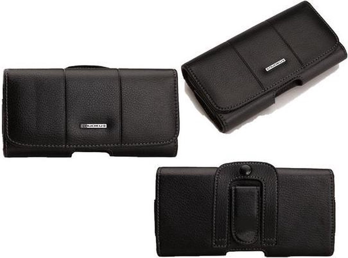 Riem holster leer case cover hoesje voor iPhone 4 / 4S / 5 / 5S / SE / 5C / S4 mini / Z5 mini zwart