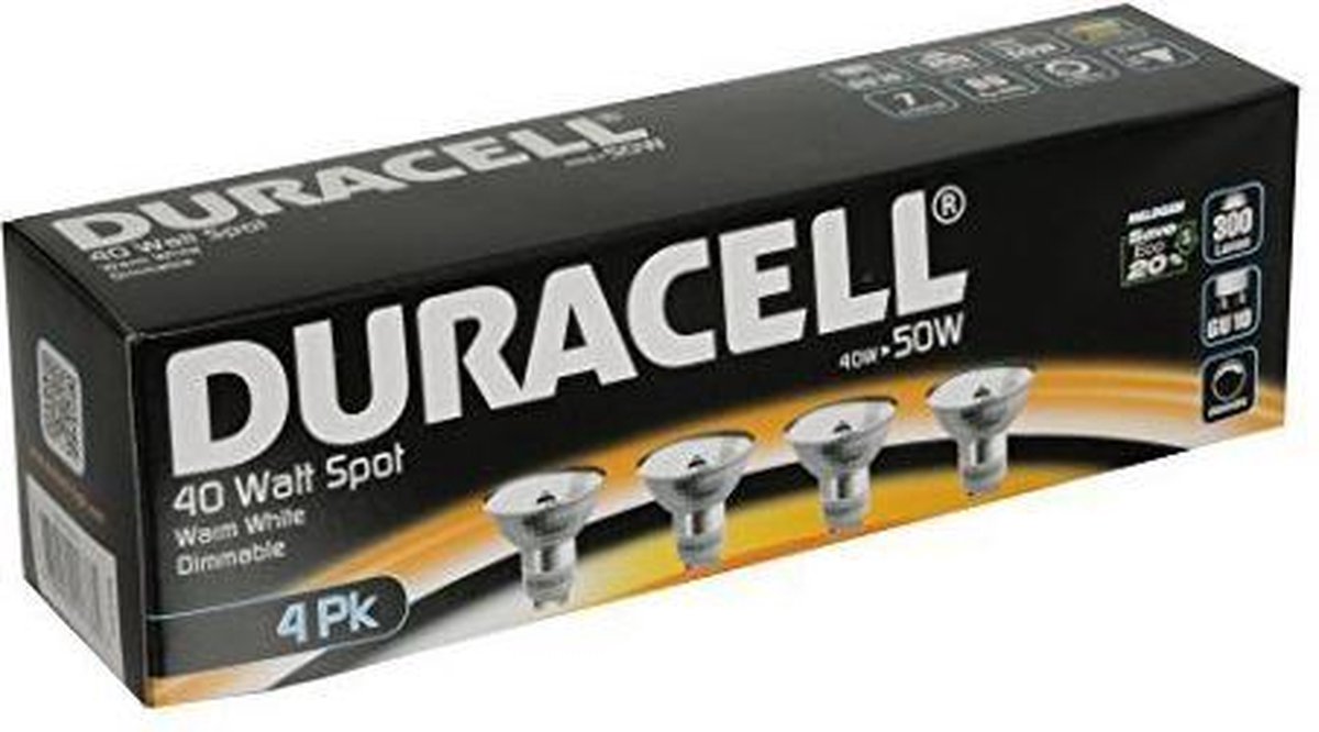 Duracell GU10 40W = 50W Eco Halogeen Spots Warmwit 4 stuks | bol.com
