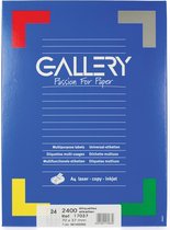 6x Gallery witte etiketten 70x37mm (bxh), rechte hoeken, doos a 2.400 etiketten