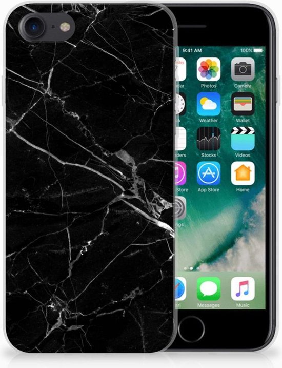 Ik zie je morgen Hick meer Titicaca Hoesje iPhone SE (2020/2022) iPhone 7/8 TPU Hoesje Marmer Zwart | bol.com