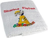 LKMN handdoek met naam zwemdiploma A katoen-wit