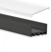 Zwart breed led profiel - LED profiel XL04.C1 Zwart - inclusief lage opaal afdekking - geschikt voor o.a. philips hue