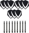 Afbeelding van het spelletje 3 sets (9 stuks) Super Sterke – Wit/Clear - Vista-X – darts flights – inclusief 3 sets (9 stuks) - medium - Aluminium - zwart - darts shafts