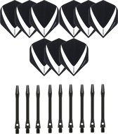 3 sets (9 stuks) Super Sterke – Wit/Clear - Vista-X – darts flights – inclusief 3 sets (9 stuks) - medium - Aluminium - zwart - darts shafts