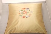 Fine Asianliving Decoratieve Kussen Chinese Bloemen Geborduurd Geel 45x45cm