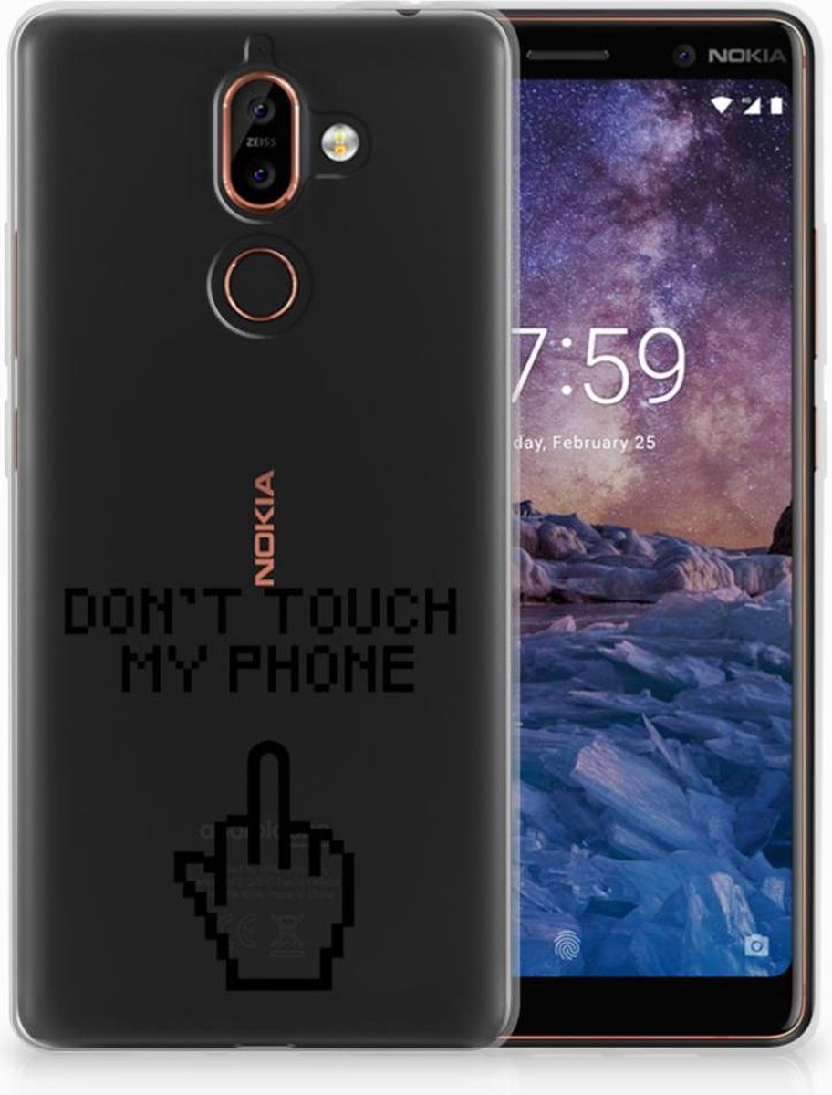 Nokia 7 Plus Silicone-hoesje Finger Don't Touch My Phone