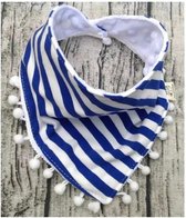 Slabbetje bandana met blauw en wit stripje