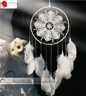 DROMENVANGER - WIT - TH COMMERCE - DREAMCATCHER - INDIAANS - 65 CM HOOG - MET RING 20 cm - PRACHTIGE DESIGN VEREN - nr 033