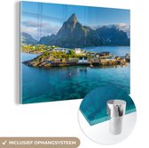 MuchoWow® Glasschilderij 30x20 cm - Schilderij acrylglas - Lofoten bij daglicht, Noorwegen - Foto op glas - Schilderijen