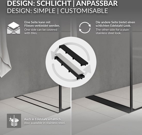 Easy Drain Compact 30 tegel douchegoot 70 cm RVS geborsteld