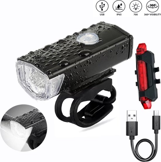 Pro Sport Lights LED Fietsverlichting Set - Voorlicht en Achterlicht - USB Oplaadbaar - 300 & 20 Lumen — afbeelding 3