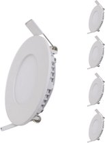 12W witte slanke ronde LED-downlight (set van 5) - Koel wit licht - Alliage acier inoxydable - wit - Pack de 5 - Wit Froid 6000K - 8000K - Wit - SILUMEN