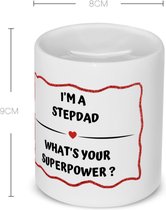 Akyol - i'm a stepdad what's your superpower? Spaarpot - Papa - super stiefvader - vader cadeautjes - vaderdag - verjaardag - geschenk - kado - 350 ML inhoud