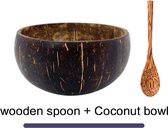 Set van 2 producten - Kokos kom en bamboe lepel voor henna mixen - decoratie in huis - ecologisch