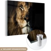 MuchoWow® Peinture sur Verre - Lion - Lumière - Portrait - 150x100 cm - Peintures sur Verre Acrylique - Photo sur Glas