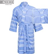 Peignoir Hamam en éponge The One - XXL/XXXL - Peignoir - 100% coton - Bleu/Blanc