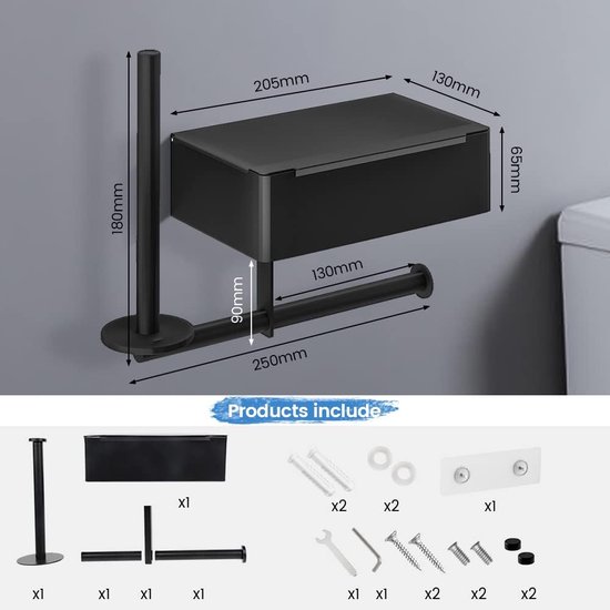 Bugucat Porte Papier Toilette, Auto-Adhesif Porte Rouleau Papier WC Porte Papier  Toilette Mural avec Boîte de Rangement sans Percage, Acier INOX Support  Papier Toilette Mural Salle pour de Bain : : Bricolage