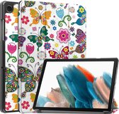 Tri-Fold Book Case met Wake/Sleep - Geschikt voor Samsung Galaxy Tab A9 Plus Hoesje - Vlinders