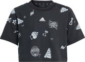 adidas Sportswear Brand Love Allover Print Crop T-Shirt Kids - Kinderen - Zwart- 164